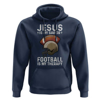 Jesus Is My Savior Football Is My Therapy Hoodie Christian Football Lover - Wonder Print Shop