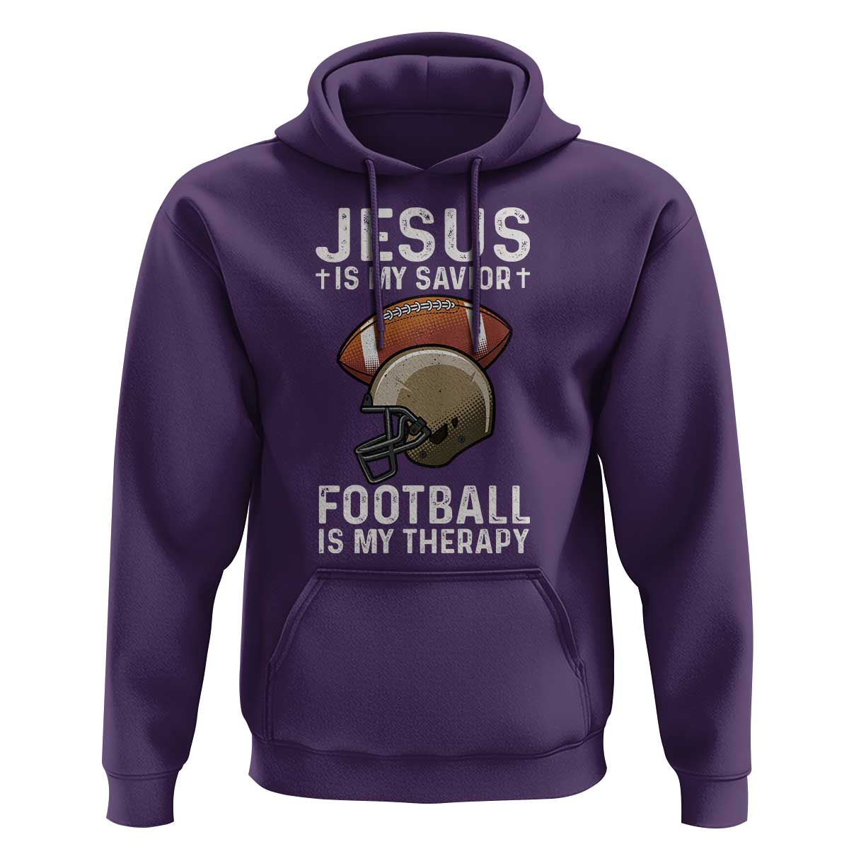 Jesus Is My Savior Football Is My Therapy Hoodie Christian Football Lover - Wonder Print Shop
