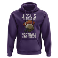 Jesus Is My Savior Football Is My Therapy Hoodie Christian Football Lover - Wonder Print Shop