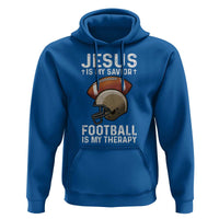 Jesus Is My Savior Football Is My Therapy Hoodie Christian Football Lover - Wonder Print Shop