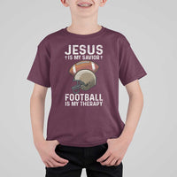Jesus Is My Savior Football Is My Therapy T Shirt For Kid Christian Football Lover - Wonder Print Shop