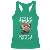 Jesus Is My Savior Football Is My Therapy Racerback Tank Top Christian Football Lover - Wonder Print Shop