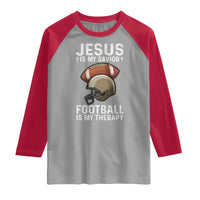 Jesus Is My Savior Football Is My Therapy Raglan Shirt Christian Football Lover - Wonder Print Shop