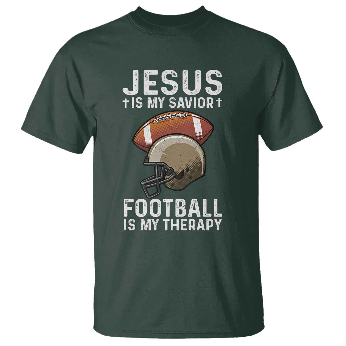 Jesus Is My Savior Football Is My Therapy T Shirt Christian Football Lover - Wonder Print Shop