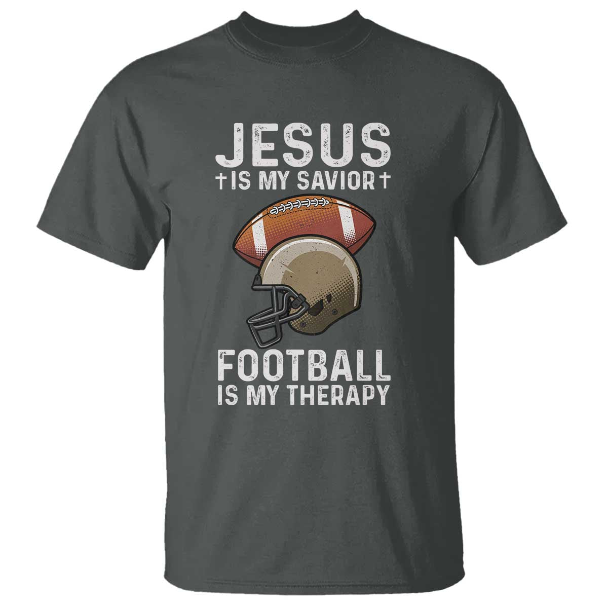 Jesus Is My Savior Football Is My Therapy T Shirt Christian Football Lover - Wonder Print Shop