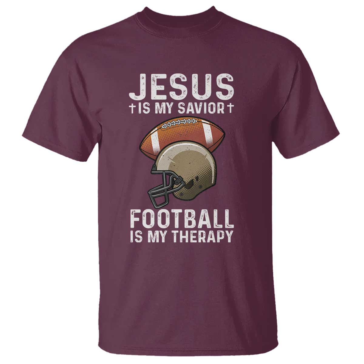 Jesus Is My Savior Football Is My Therapy T Shirt Christian Football Lover - Wonder Print Shop