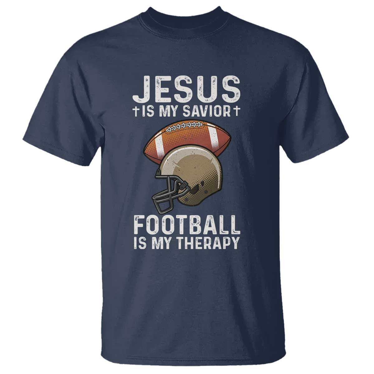 Jesus Is My Savior Football Is My Therapy T Shirt Christian Football Lover - Wonder Print Shop