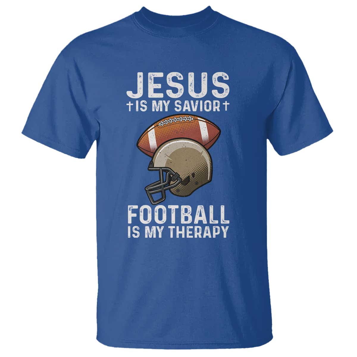 Jesus Is My Savior Football Is My Therapy T Shirt Christian Football Lover - Wonder Print Shop