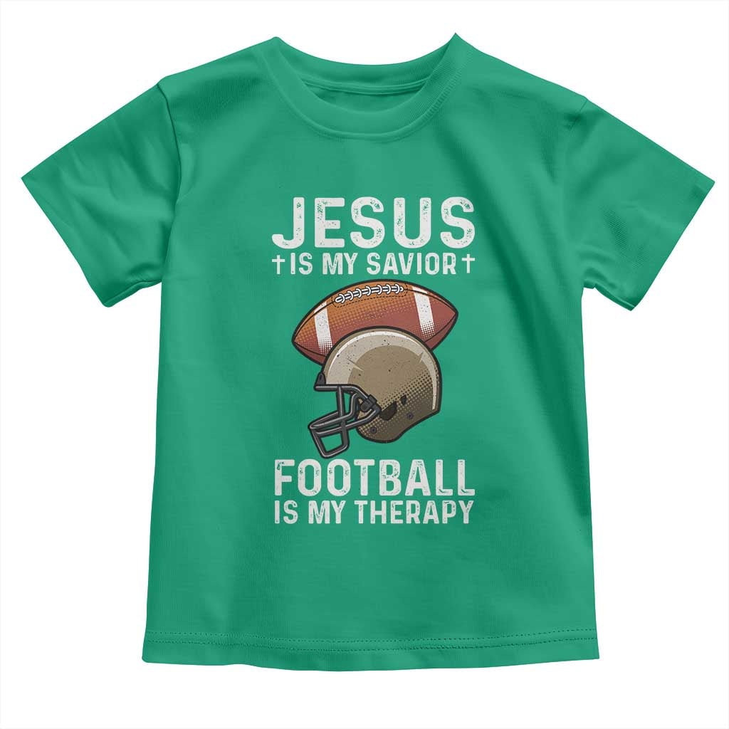Jesus Is My Savior Football Is My Therapy Toddler T Shirt Christian Football Lover - Wonder Print Shop