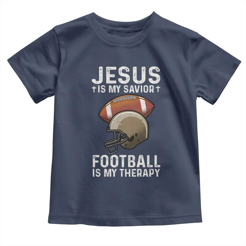 Jesus Is My Savior Football Is My Therapy Toddler T Shirt Christian Football Lover - Wonder Print Shop