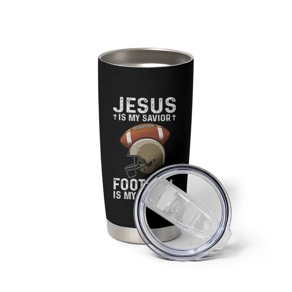 Jesus Is My Savior Football Is My Therapy Tumbler Cup Christian Football Lover - Wonder Print Shop
