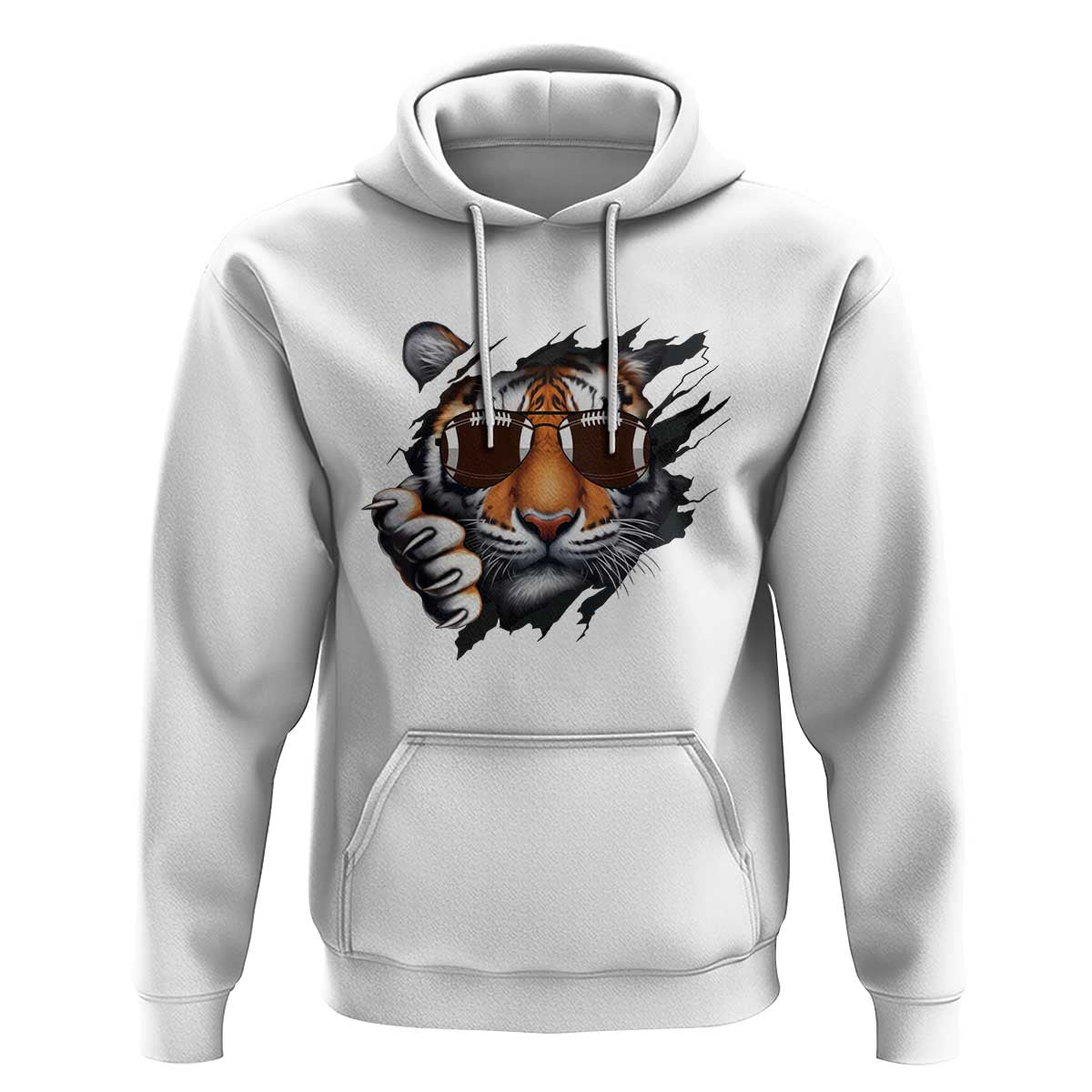 Funny Bengal Tiger Hoodie Football Lover Gift - Wonder Print Shop