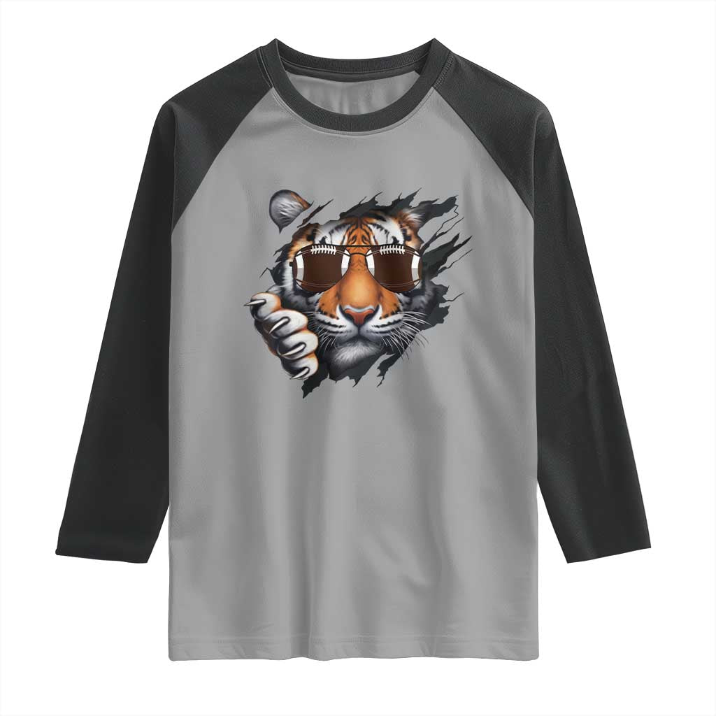 Funny Bengal Tiger Raglan Shirt Football Lover Gift - Wonder Print Shop