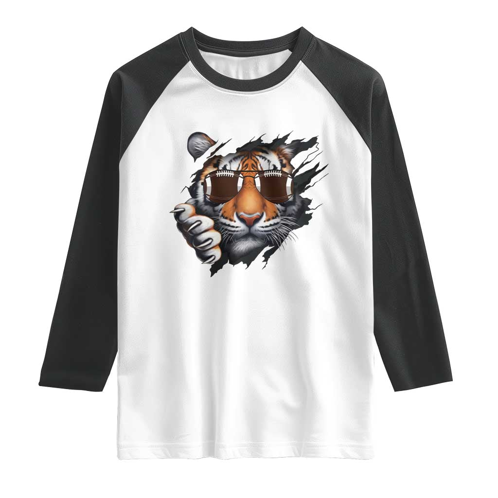 Funny Bengal Tiger Raglan Shirt Football Lover Gift - Wonder Print Shop