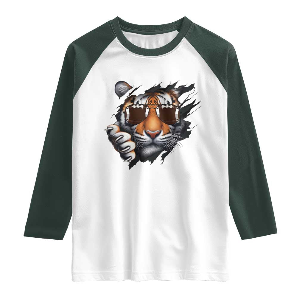 Funny Bengal Tiger Raglan Shirt Football Lover Gift - Wonder Print Shop
