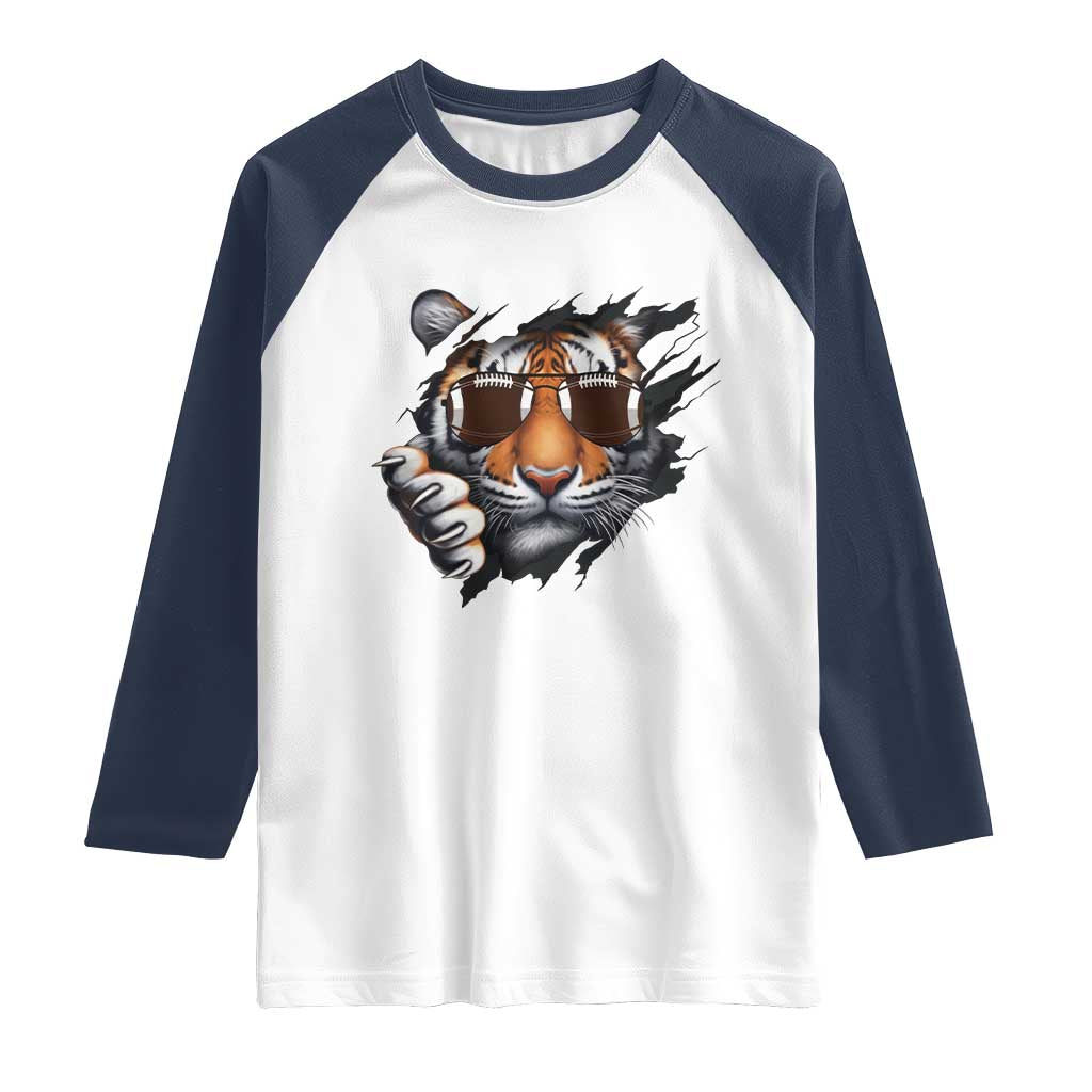 Funny Bengal Tiger Raglan Shirt Football Lover Gift - Wonder Print Shop