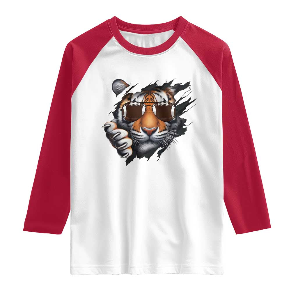 Funny Bengal Tiger Raglan Shirt Football Lover Gift - Wonder Print Shop
