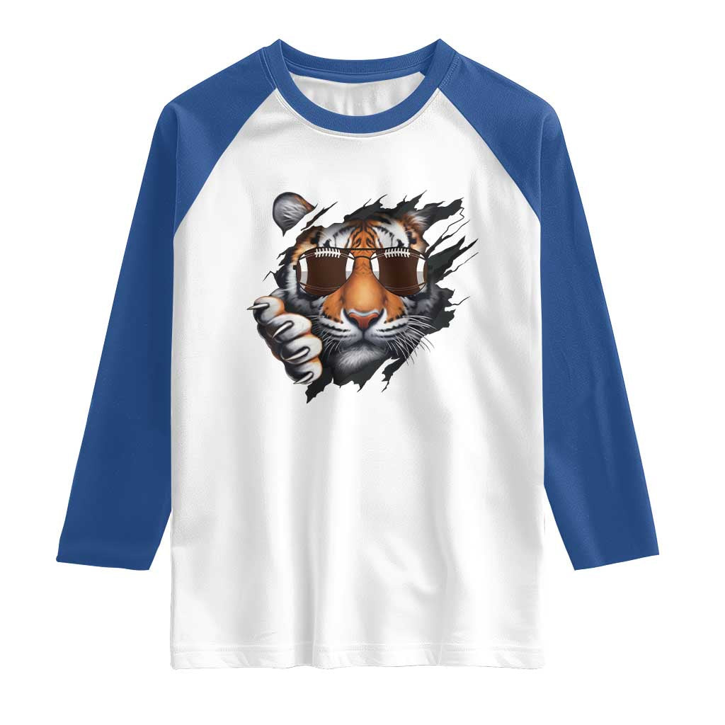 Funny Bengal Tiger Raglan Shirt Football Lover Gift - Wonder Print Shop