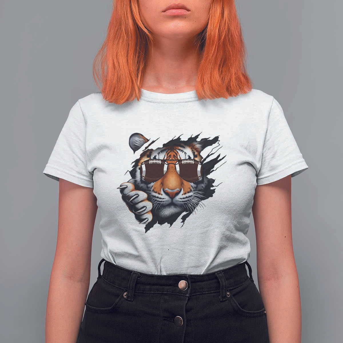 Funny Bengal Tiger T Shirt For Women Football Lover Gift - Wonder Print Shop