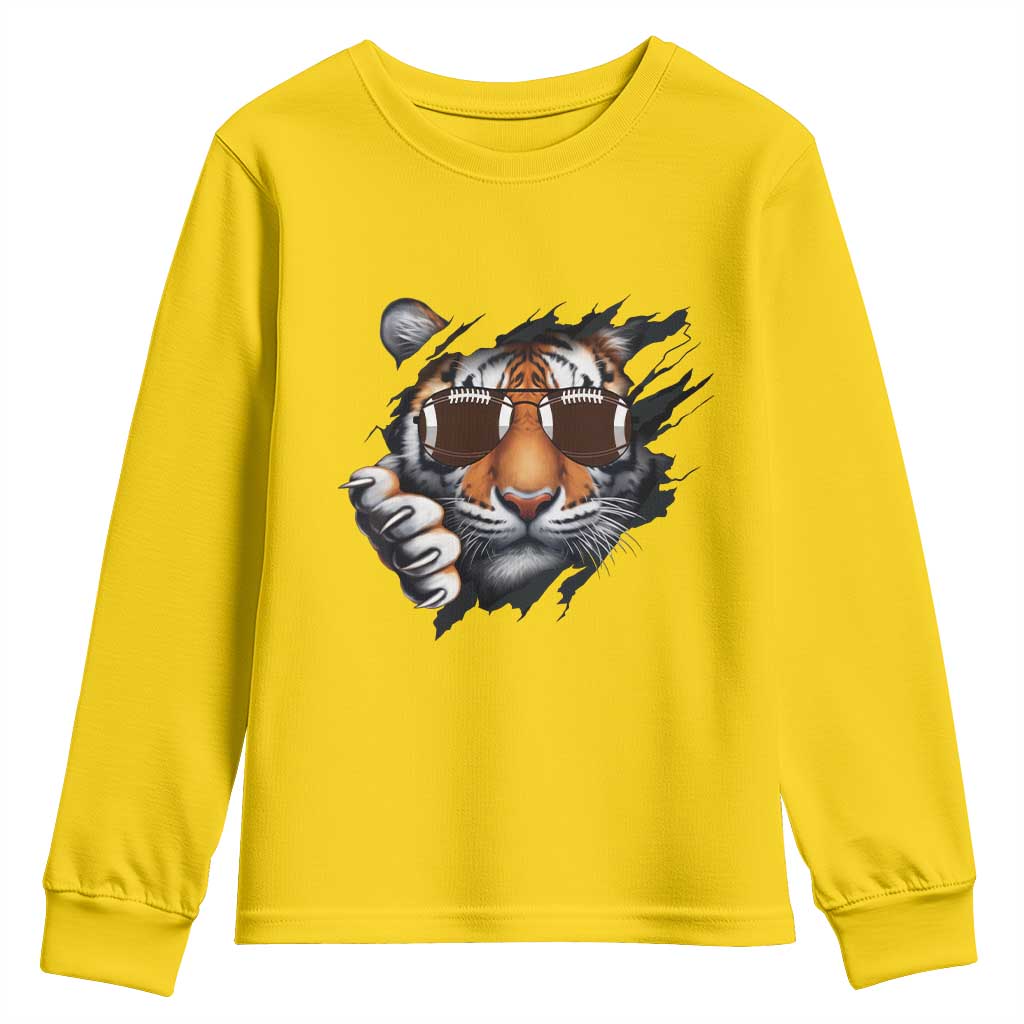 Funny Bengal Tiger Youth Sweatshirt Football Lover Gift - Wonder Print Shop