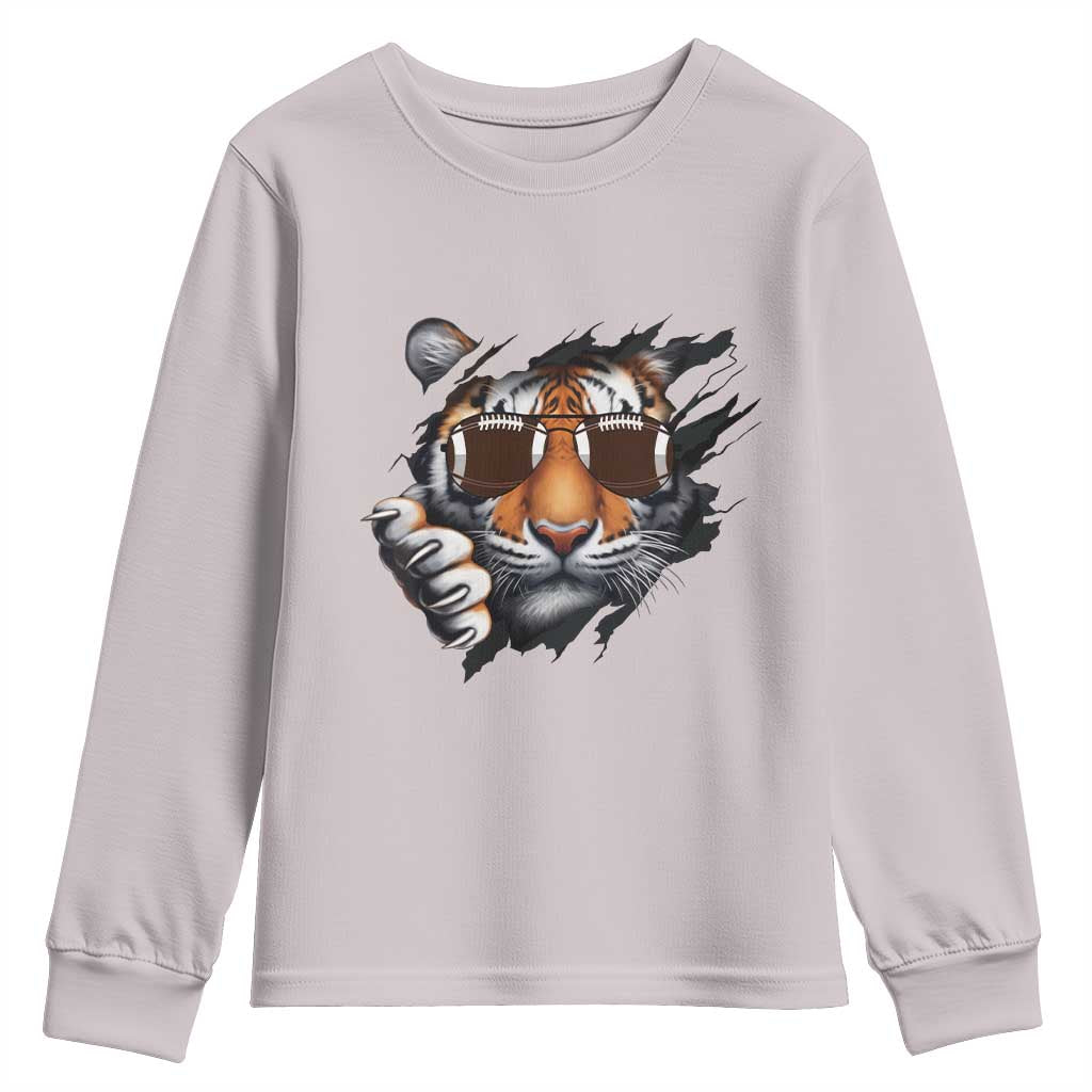 Funny Bengal Tiger Youth Sweatshirt Football Lover Gift - Wonder Print Shop