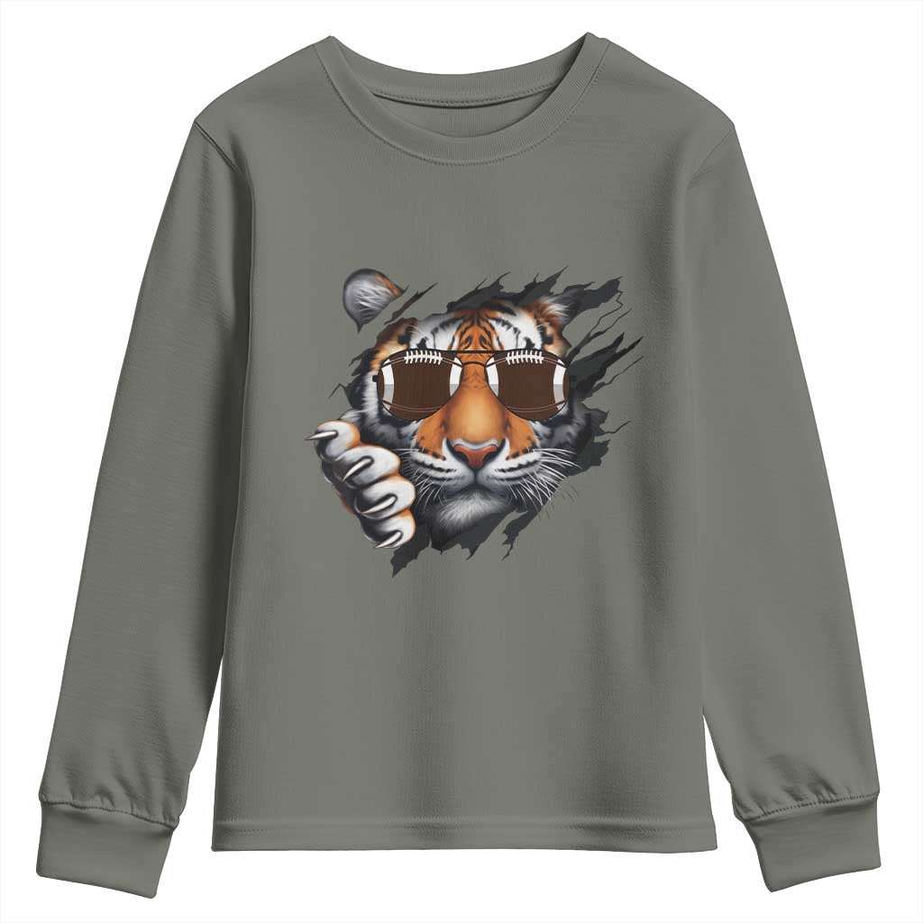 Funny Bengal Tiger Youth Sweatshirt Football Lover Gift - Wonder Print Shop