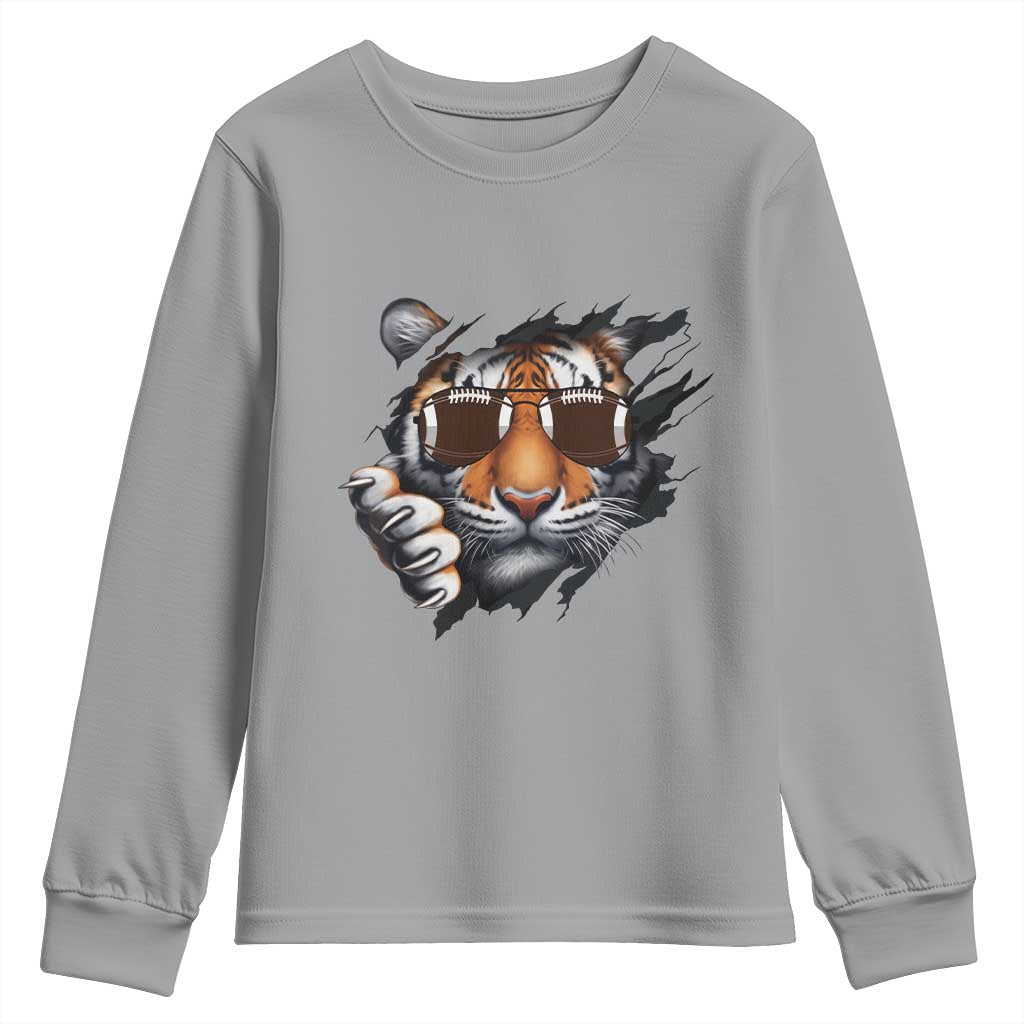 Funny Bengal Tiger Youth Sweatshirt Football Lover Gift - Wonder Print Shop