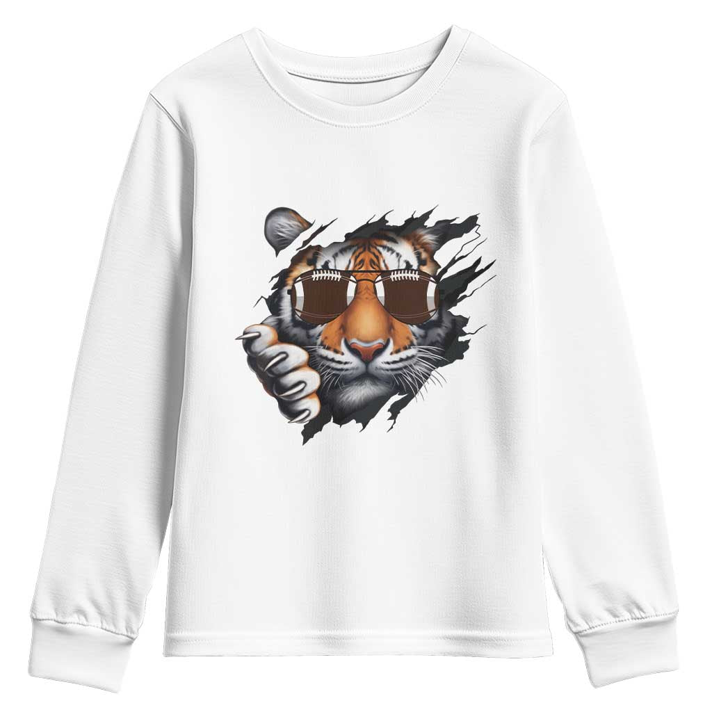 Funny Bengal Tiger Youth Sweatshirt Football Lover Gift - Wonder Print Shop