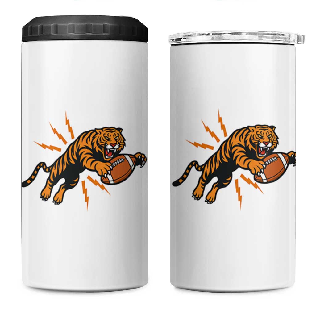 Funny Bengal Tiger Football 4 in 1 Can Cooler Tumbler Game Day Jungle Spirit - Wonder Print Shop