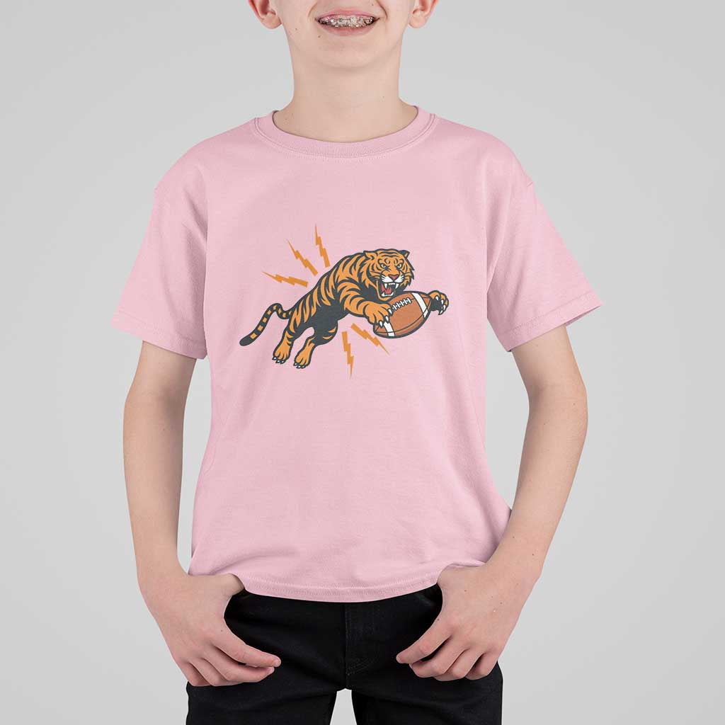 Funny Bengal Tiger Football T Shirt For Kid Game Day Jungle Spirit - Wonder Print Shop