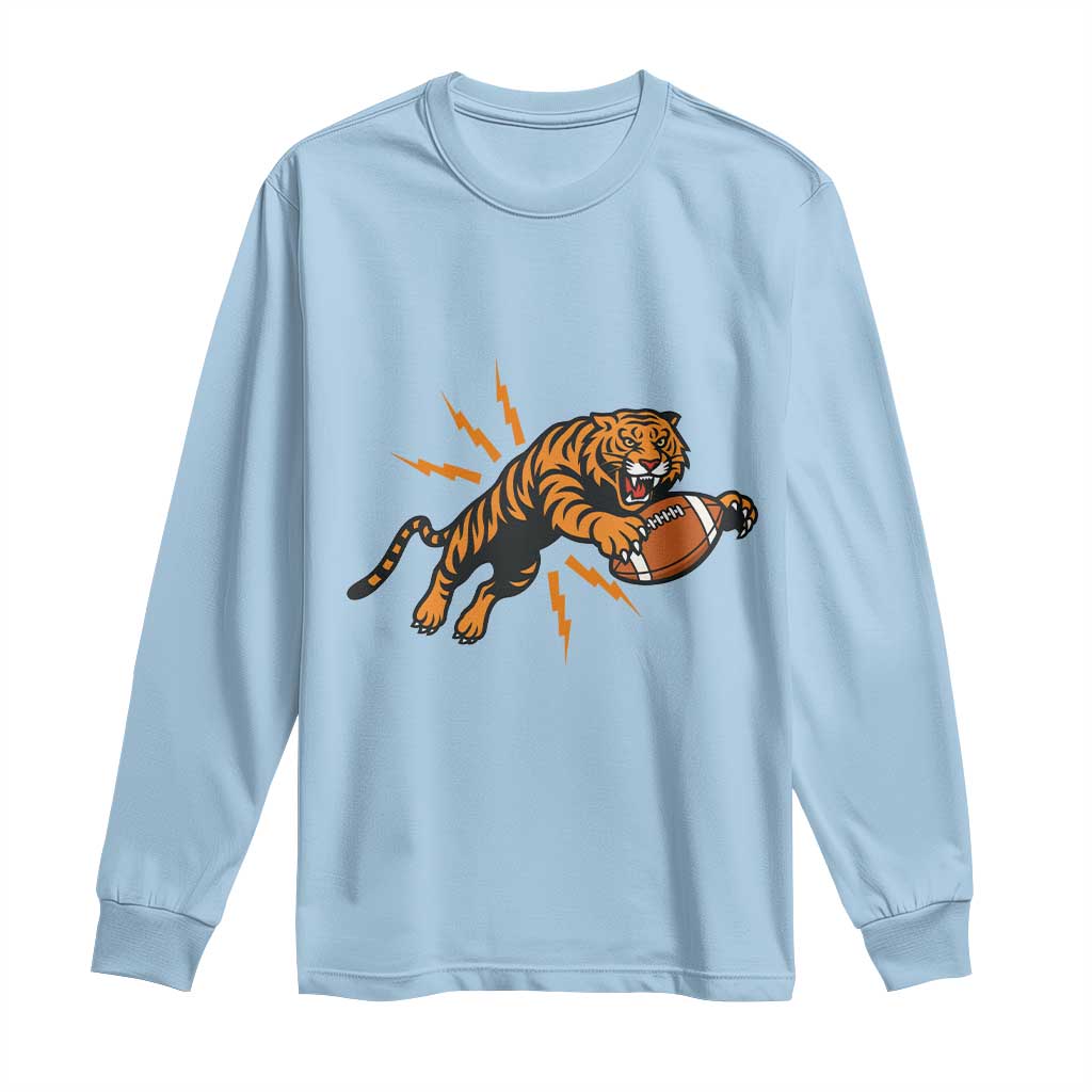 Funny Bengal Tiger Football Long Sleeve Shirt Game Day Jungle Spirit - Wonder Print Shop