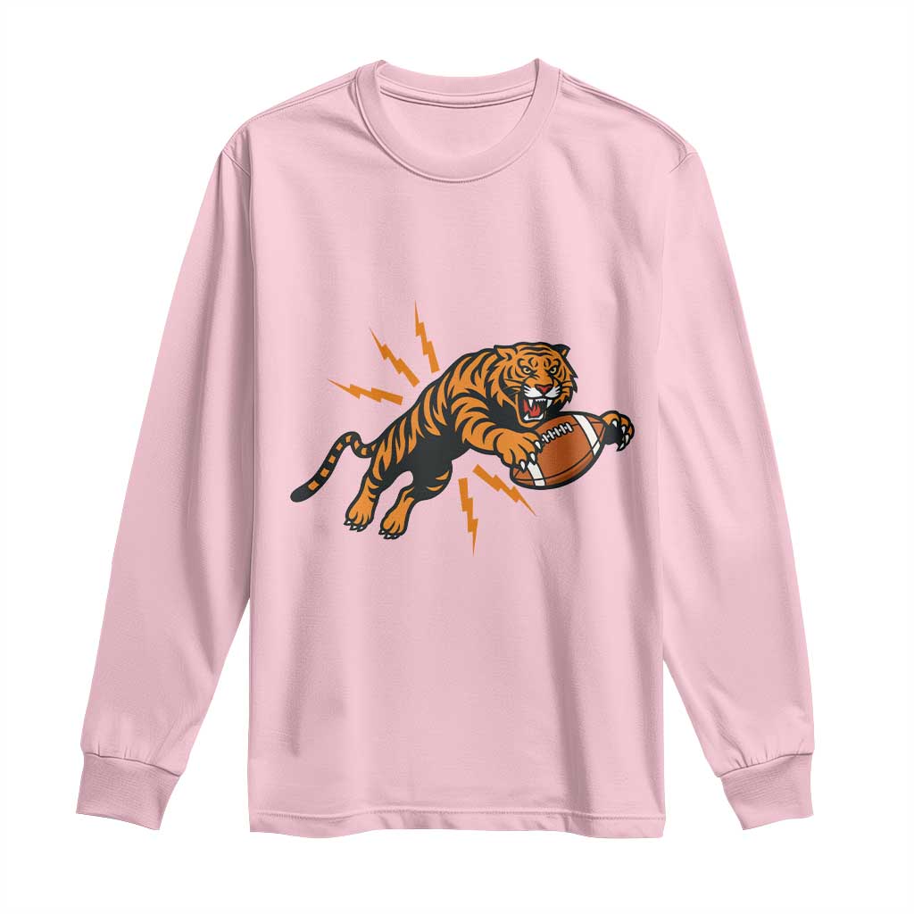 Funny Bengal Tiger Football Long Sleeve Shirt Game Day Jungle Spirit - Wonder Print Shop