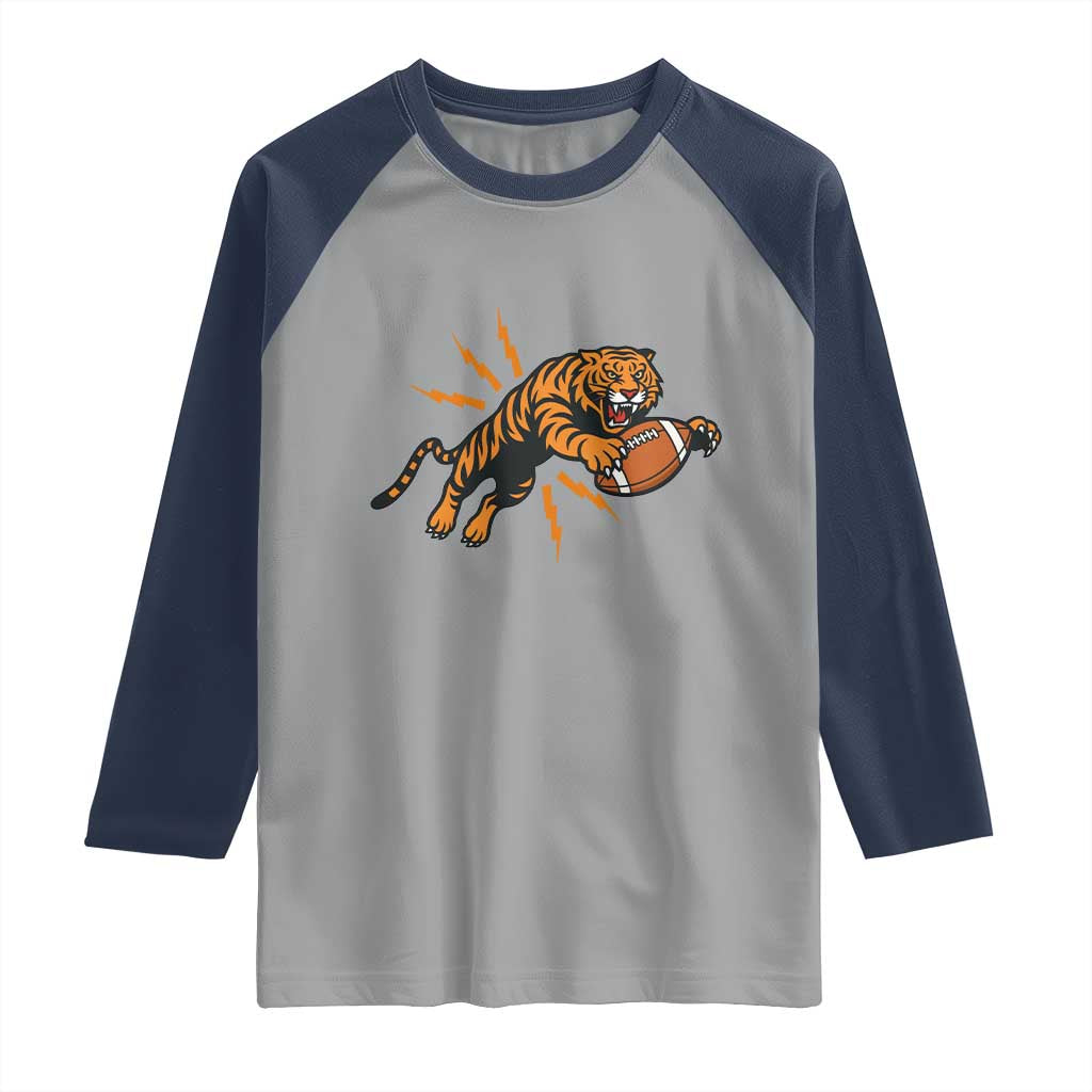 Funny Bengal Tiger Football Raglan Shirt Game Day Jungle Spirit - Wonder Print Shop