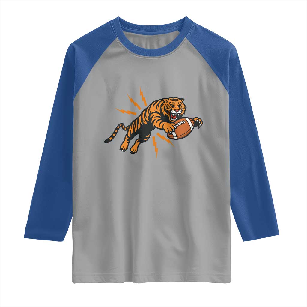 Funny Bengal Tiger Football Raglan Shirt Game Day Jungle Spirit - Wonder Print Shop