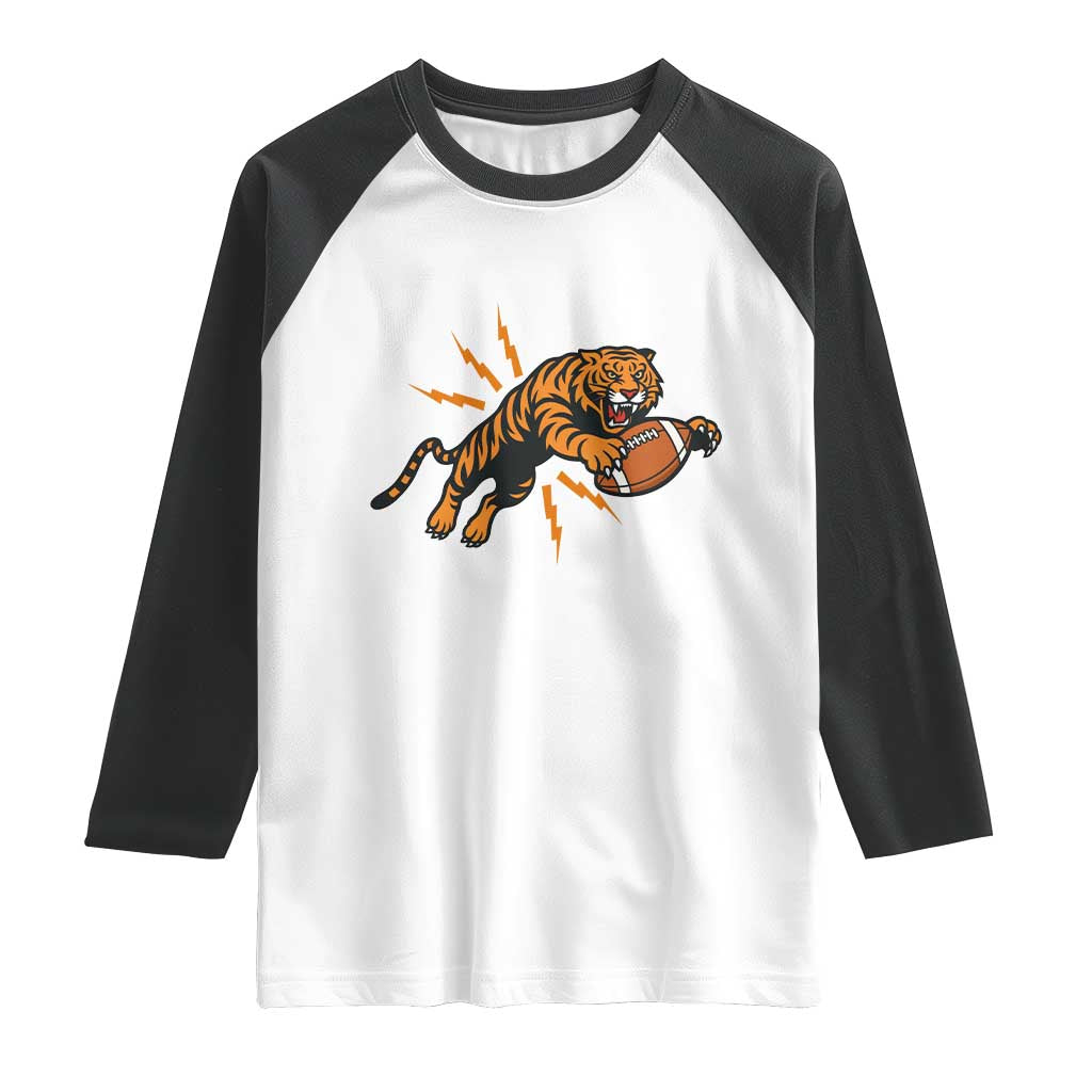 Funny Bengal Tiger Football Raglan Shirt Game Day Jungle Spirit - Wonder Print Shop