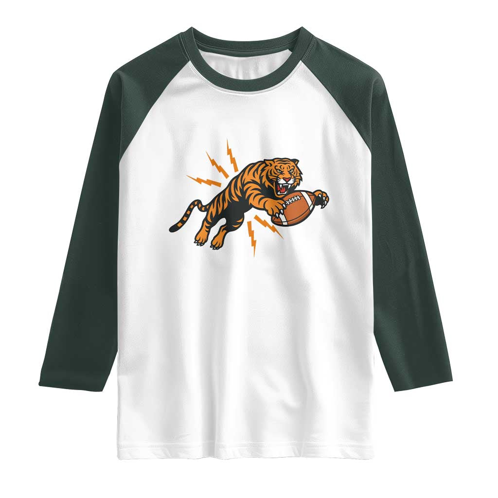 Funny Bengal Tiger Football Raglan Shirt Game Day Jungle Spirit - Wonder Print Shop