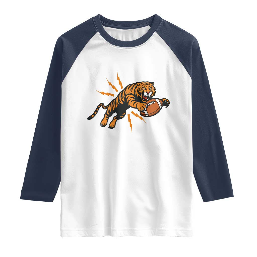 Funny Bengal Tiger Football Raglan Shirt Game Day Jungle Spirit - Wonder Print Shop