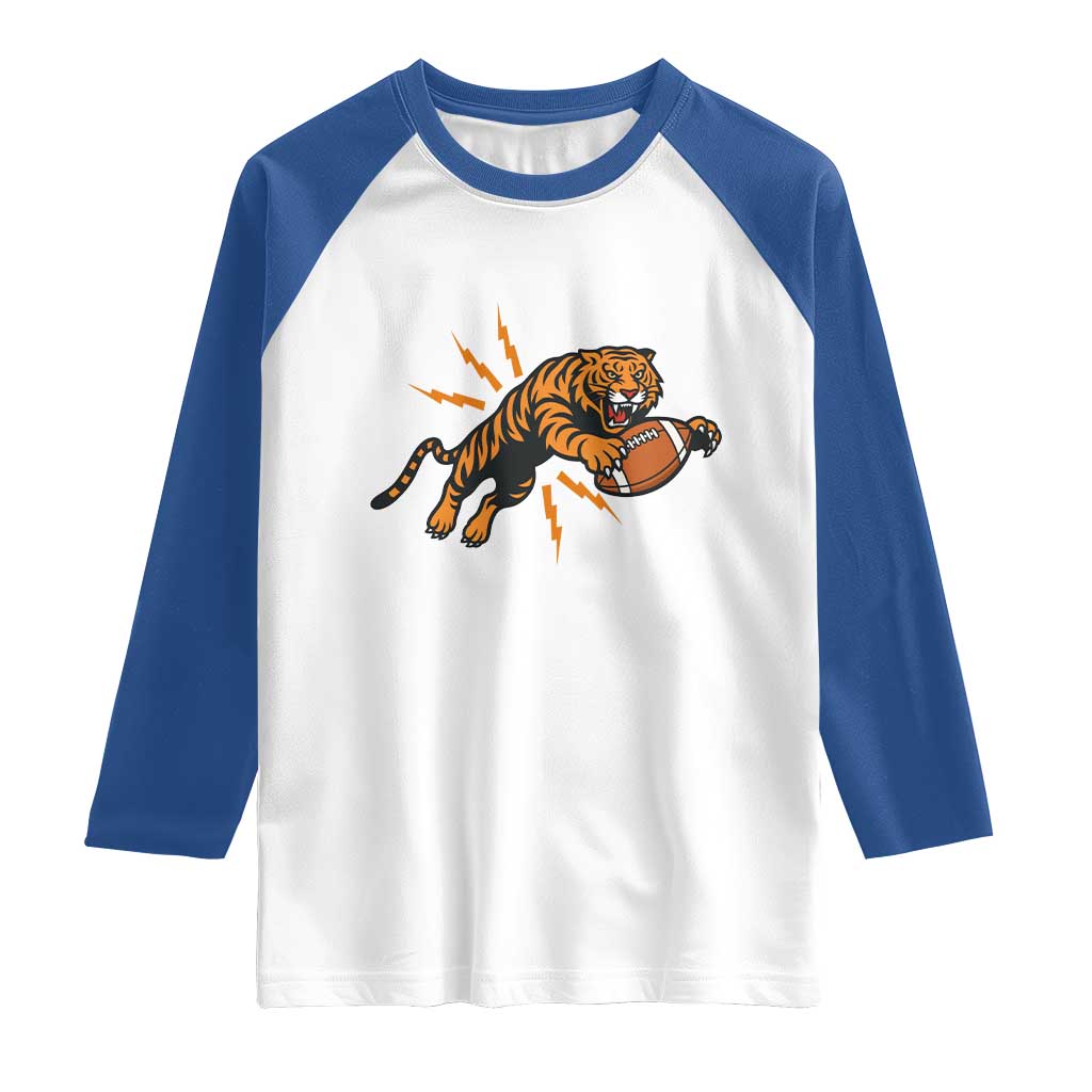 Funny Bengal Tiger Football Raglan Shirt Game Day Jungle Spirit - Wonder Print Shop