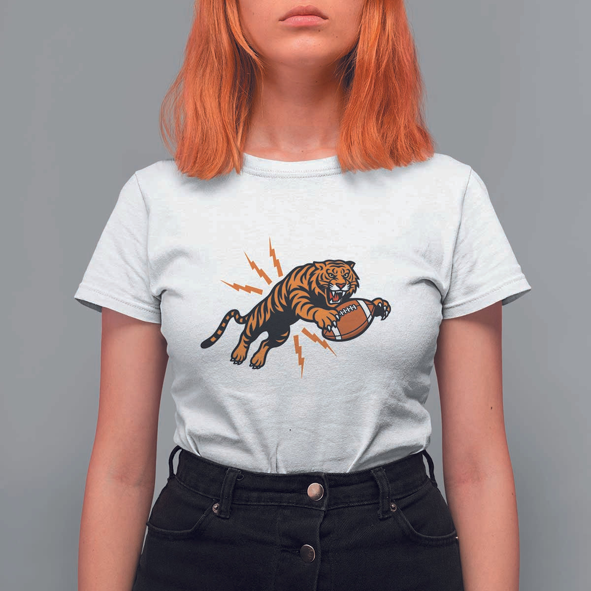 Funny Bengal Tiger Football T Shirt For Women Game Day Jungle Spirit - Wonder Print Shop