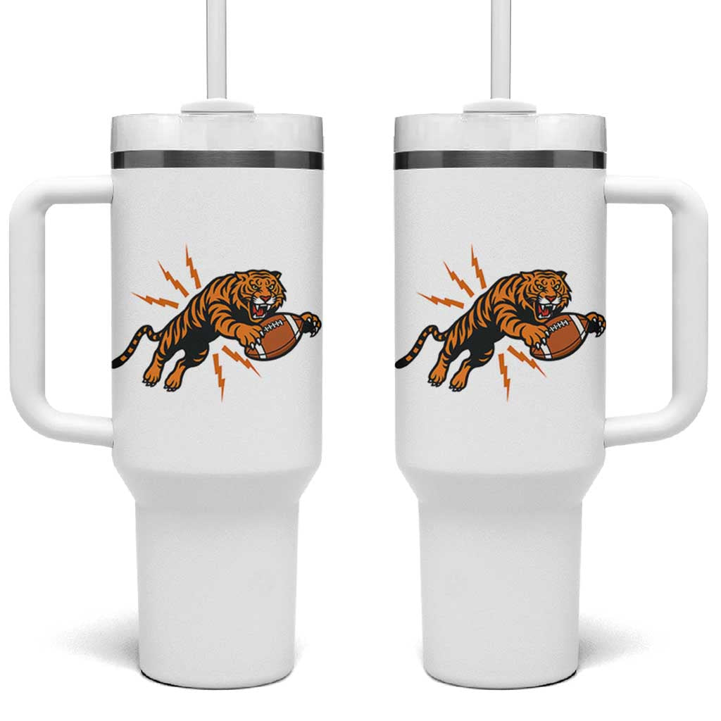 Funny Bengal Tiger Football Tumbler With Handle Game Day Jungle Spirit - Wonder Print Shop