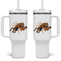 Funny Bengal Tiger Football Tumbler With Handle Game Day Jungle Spirit - Wonder Print Shop