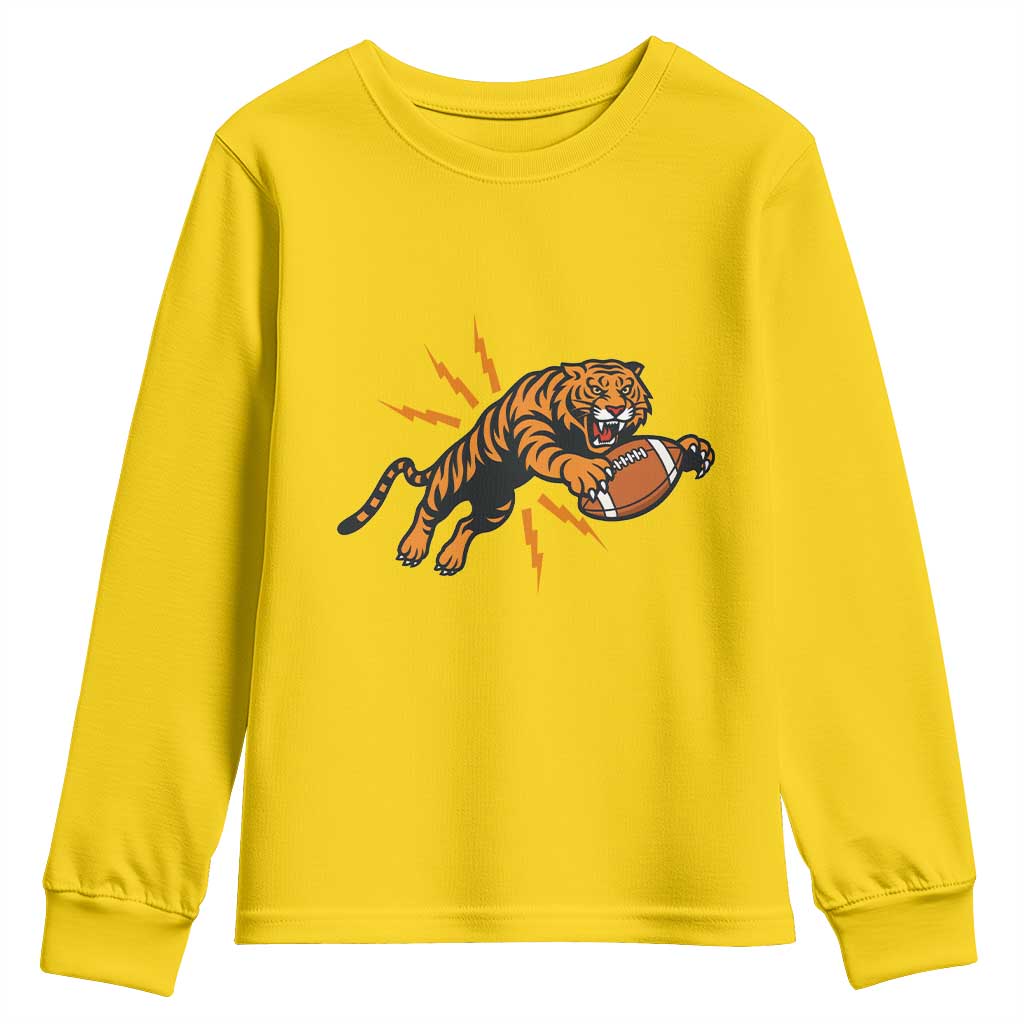 Funny Bengal Tiger Football Youth Sweatshirt Game Day Jungle Spirit - Wonder Print Shop