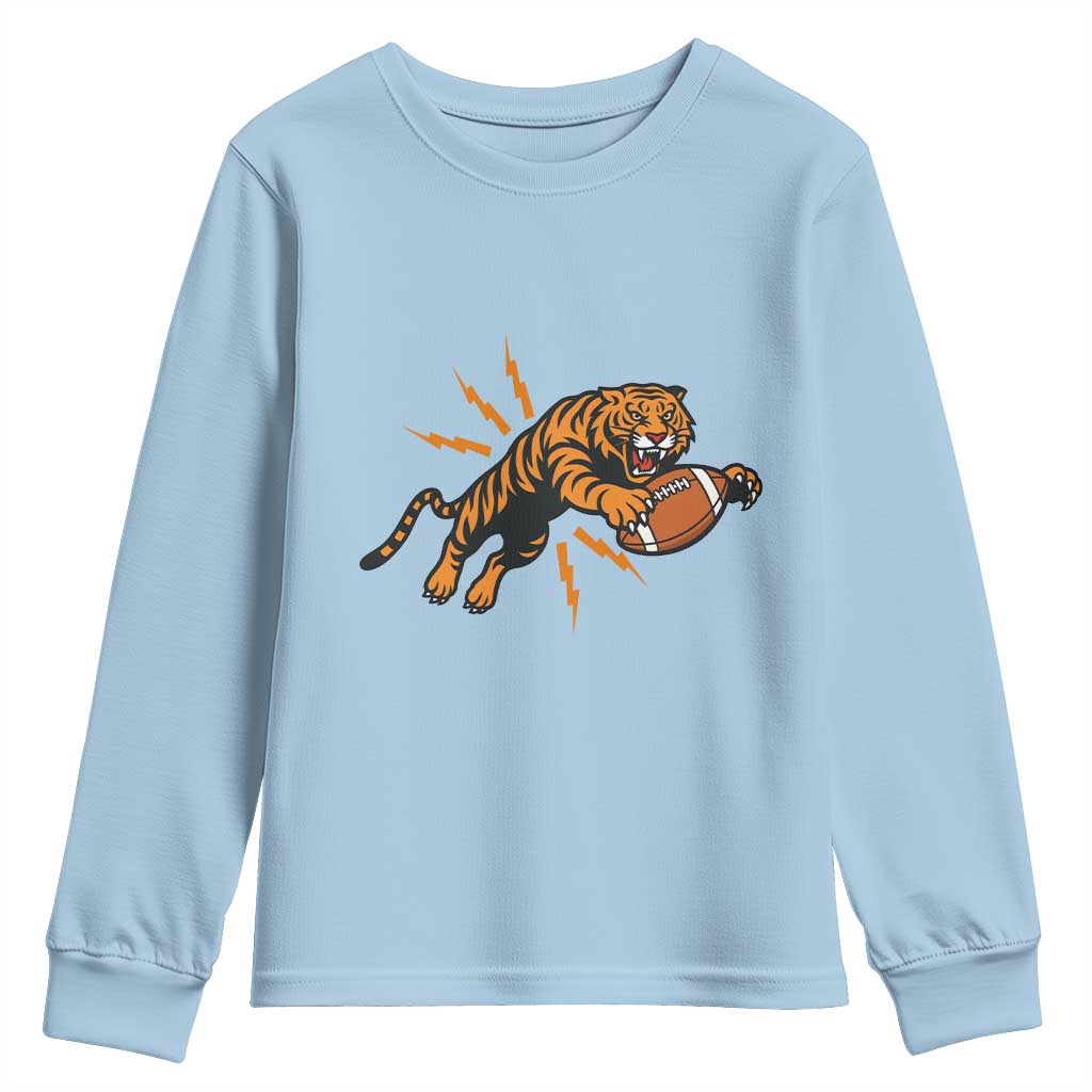 Funny Bengal Tiger Football Youth Sweatshirt Game Day Jungle Spirit - Wonder Print Shop