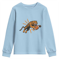 Funny Bengal Tiger Football Youth Sweatshirt Game Day Jungle Spirit - Wonder Print Shop