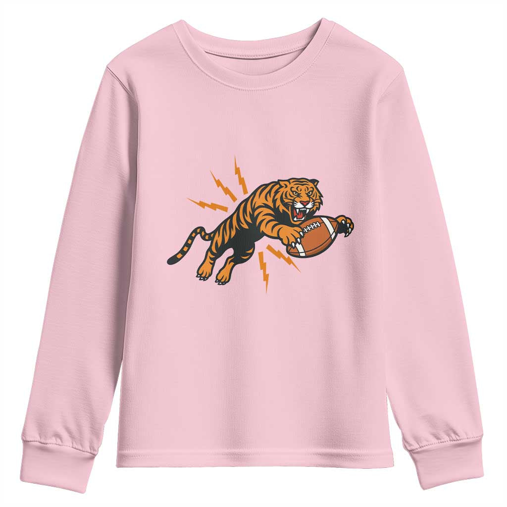Funny Bengal Tiger Football Youth Sweatshirt Game Day Jungle Spirit - Wonder Print Shop