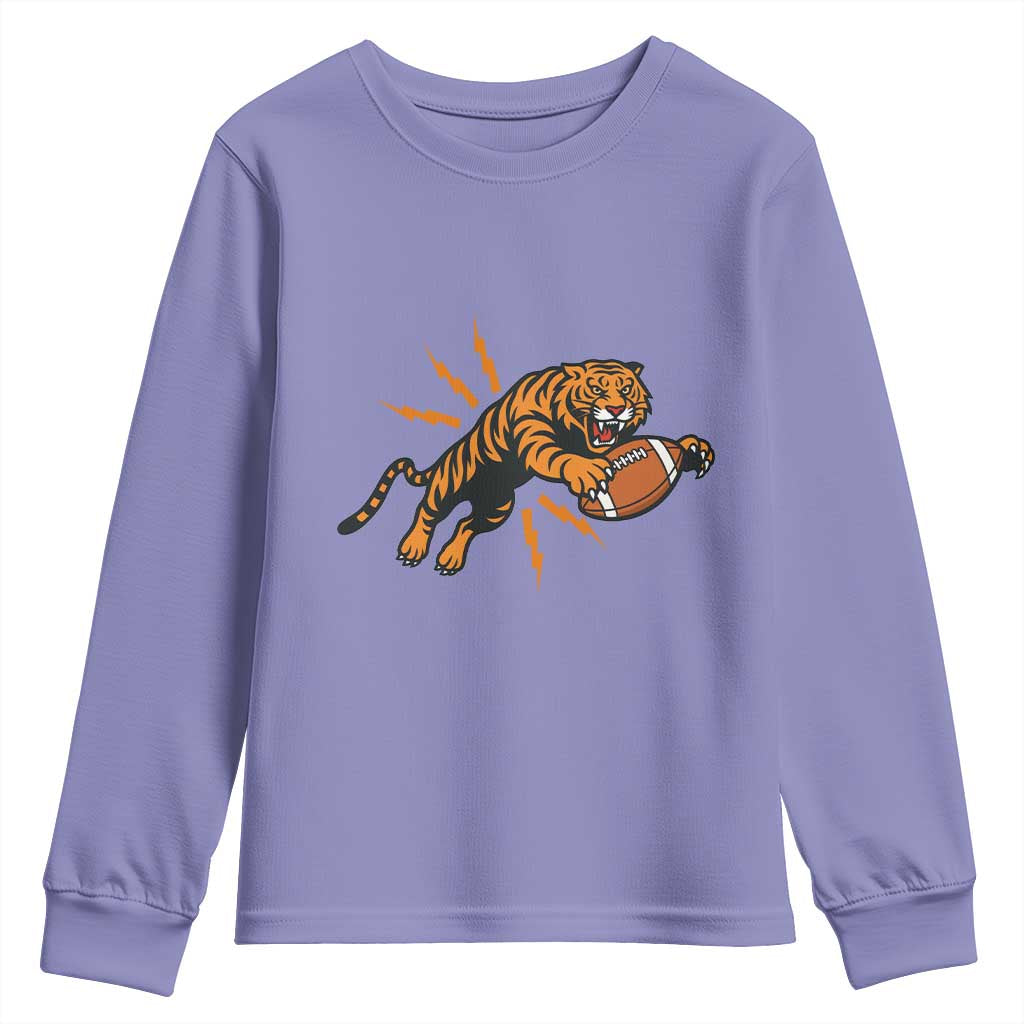 Funny Bengal Tiger Football Youth Sweatshirt Game Day Jungle Spirit - Wonder Print Shop