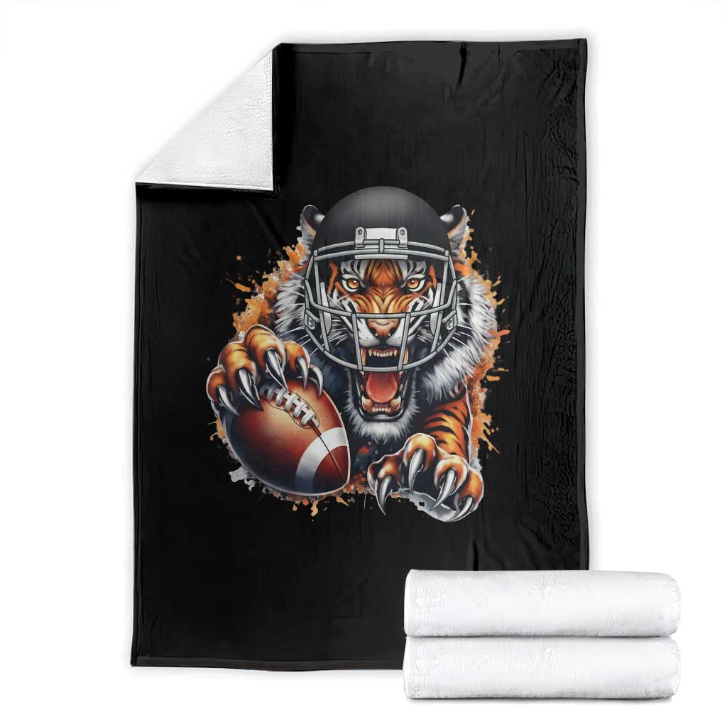 Funny Bengal Tiger With Helmet Throw Blanket Football Lover Gift - Wonder Print Shop