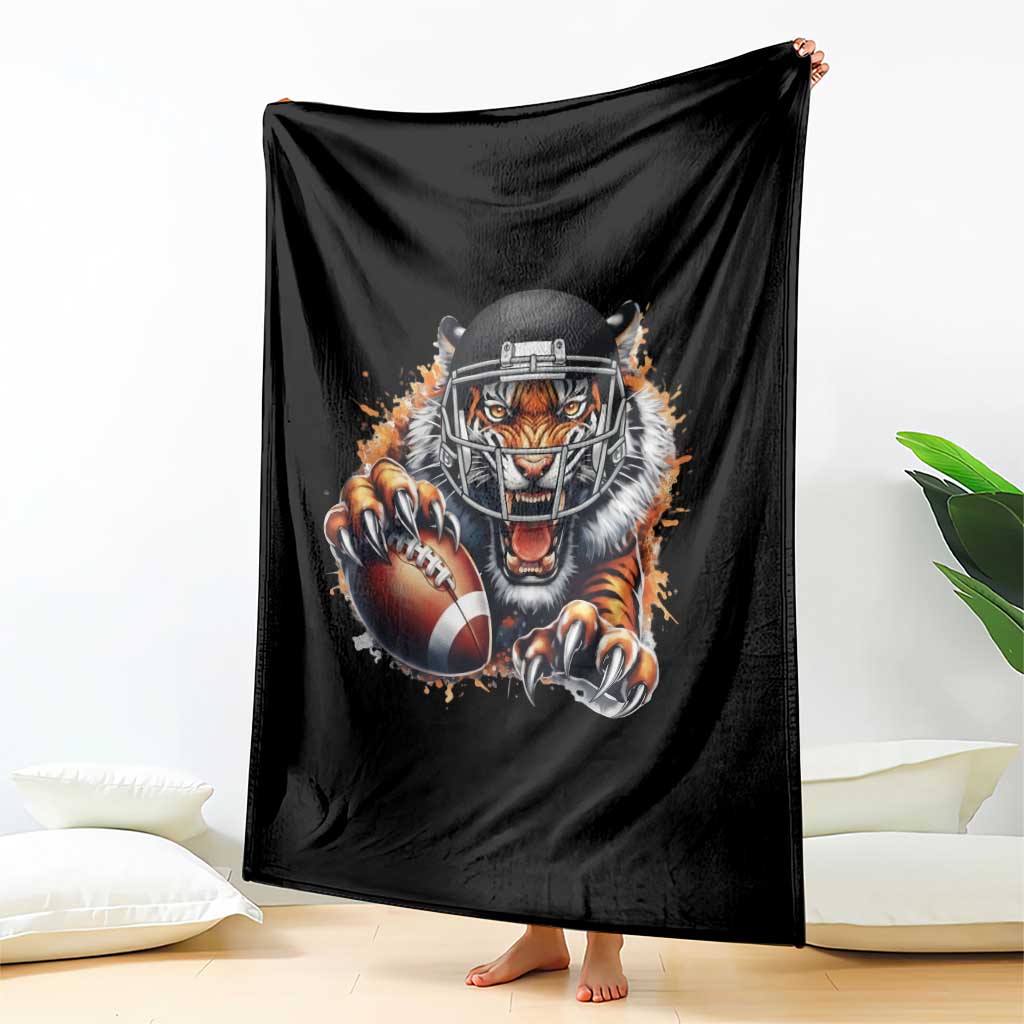 Funny Bengal Tiger With Helmet Throw Blanket Football Lover Gift - Wonder Print Shop