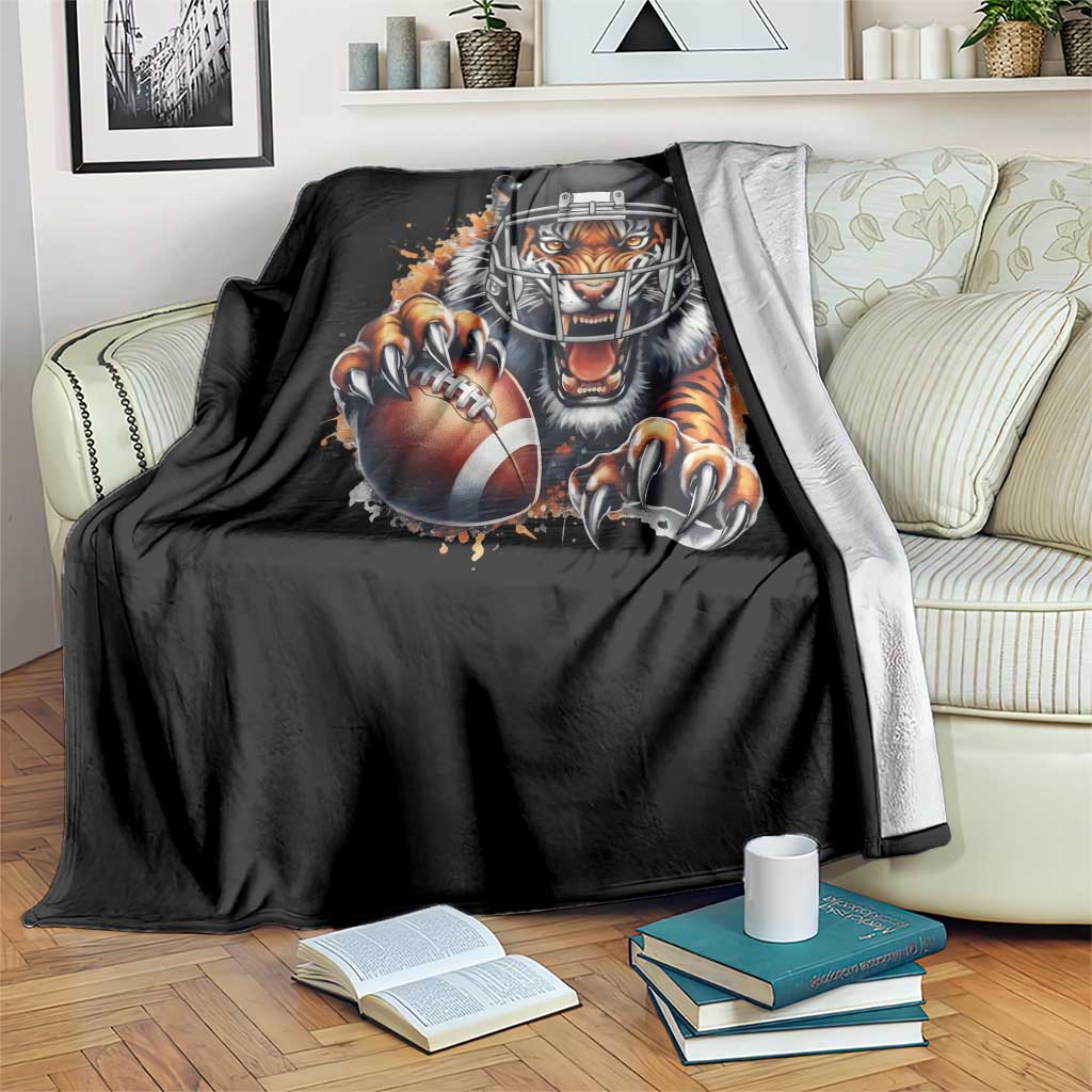 Funny Bengal Tiger With Helmet Throw Blanket Football Lover Gift - Wonder Print Shop