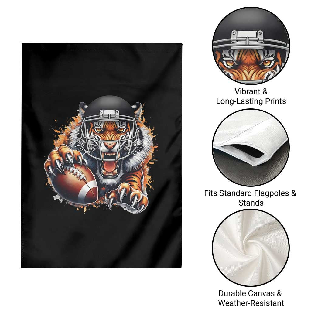 Funny Bengal Tiger With Helmet Garden Flag Football Lover Gift - Wonder Print Shop